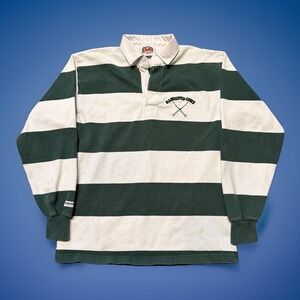 Barbarian Rugby Shirt Long Sleeve Manchester Essex Medium Forest Green and White